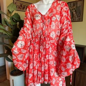 Ladies New BoHo tiered mini dress with drawstring details ORANGE SWIFTY